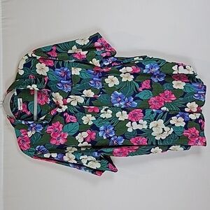 Alfred Dunner Women's Vtg Floral Tropical  Button Down Top Size 44/24W